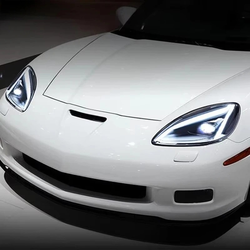 YU GUANG for  Corvette C6 2005-2013 Headlights Upgrade LED Front Lamp White Dynamic DRL Headlamps Front Light Assembly